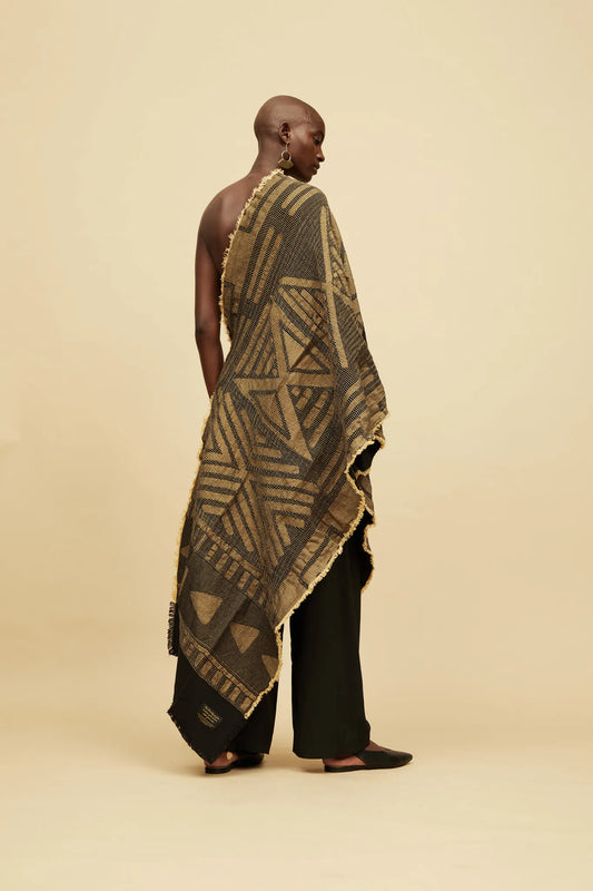 Halisi Shawl (Black and Gold)