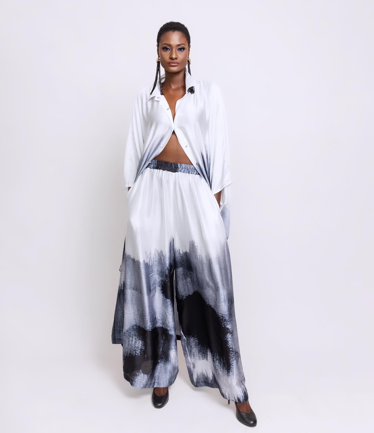 Black and White Ombre Pants Set