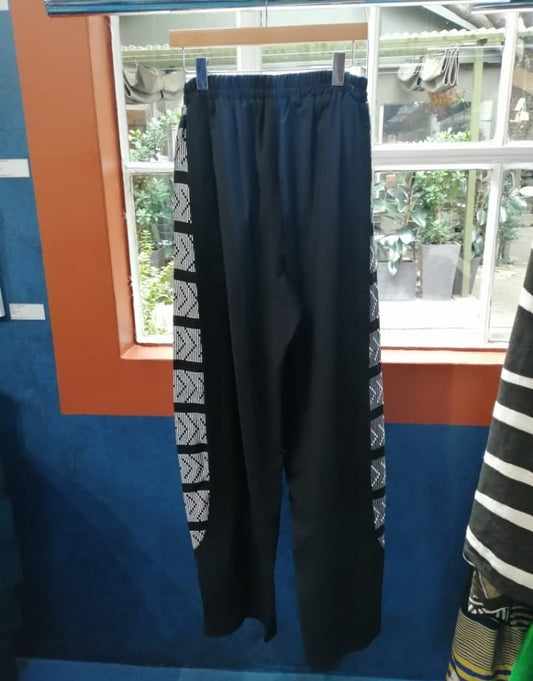 Black and White Embroided Pants