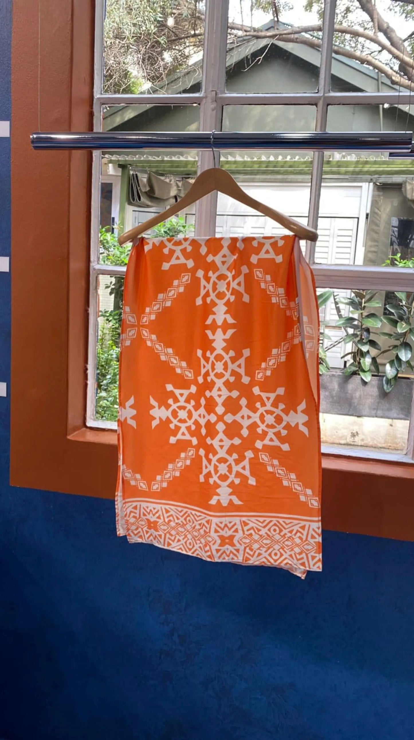 Orange and White Baraden Scarf