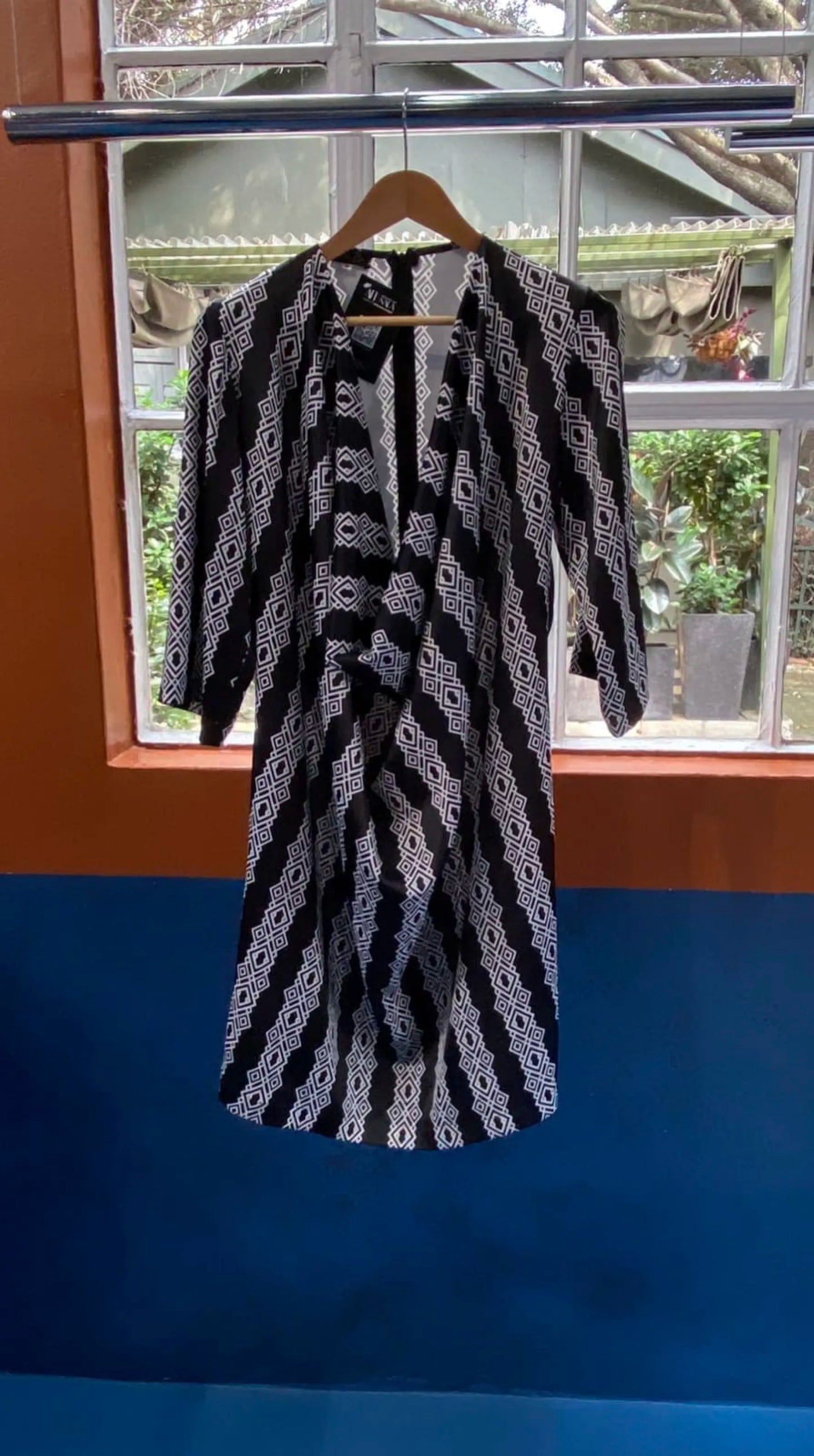 Black and White Zinder Cowl Short Dress