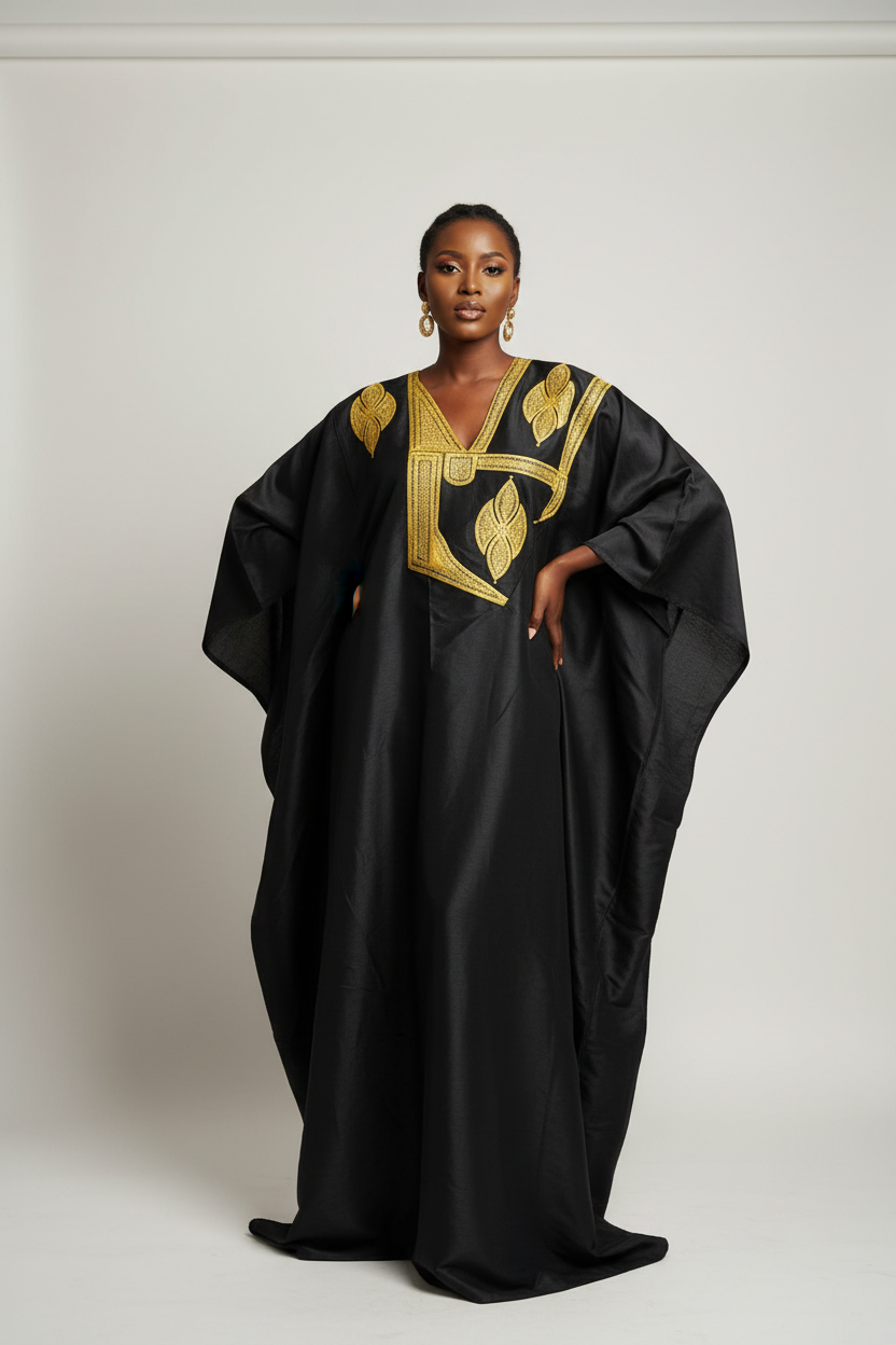 Bubu Dress Noir - Broderie Dorée