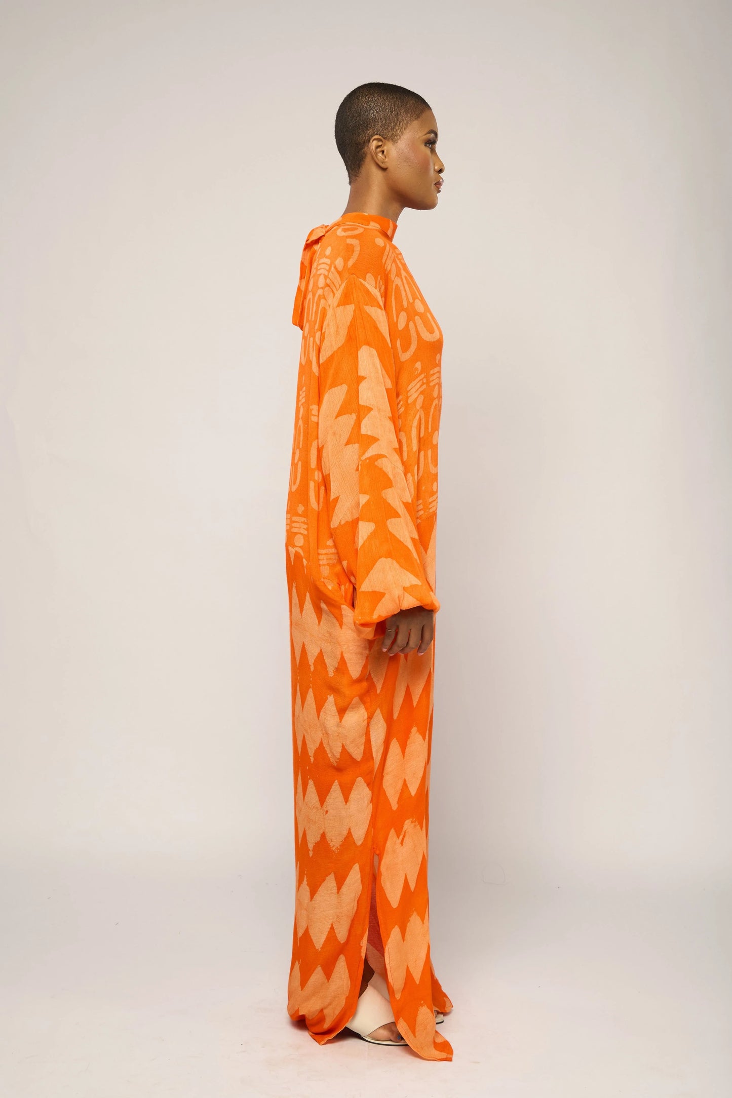Orange Multiprint Slip Dress