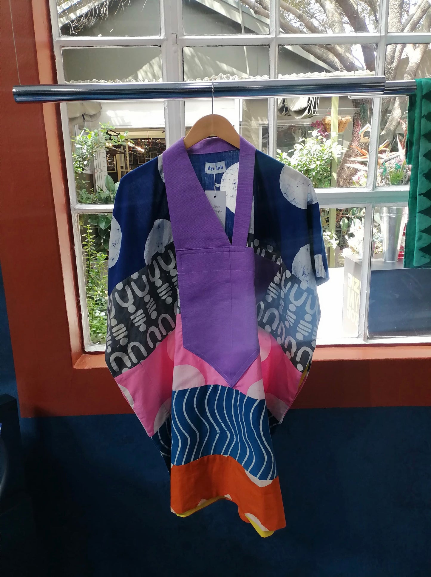 Blue And White Polka Multicolour Mini Agbada With Lilac Aso Oke