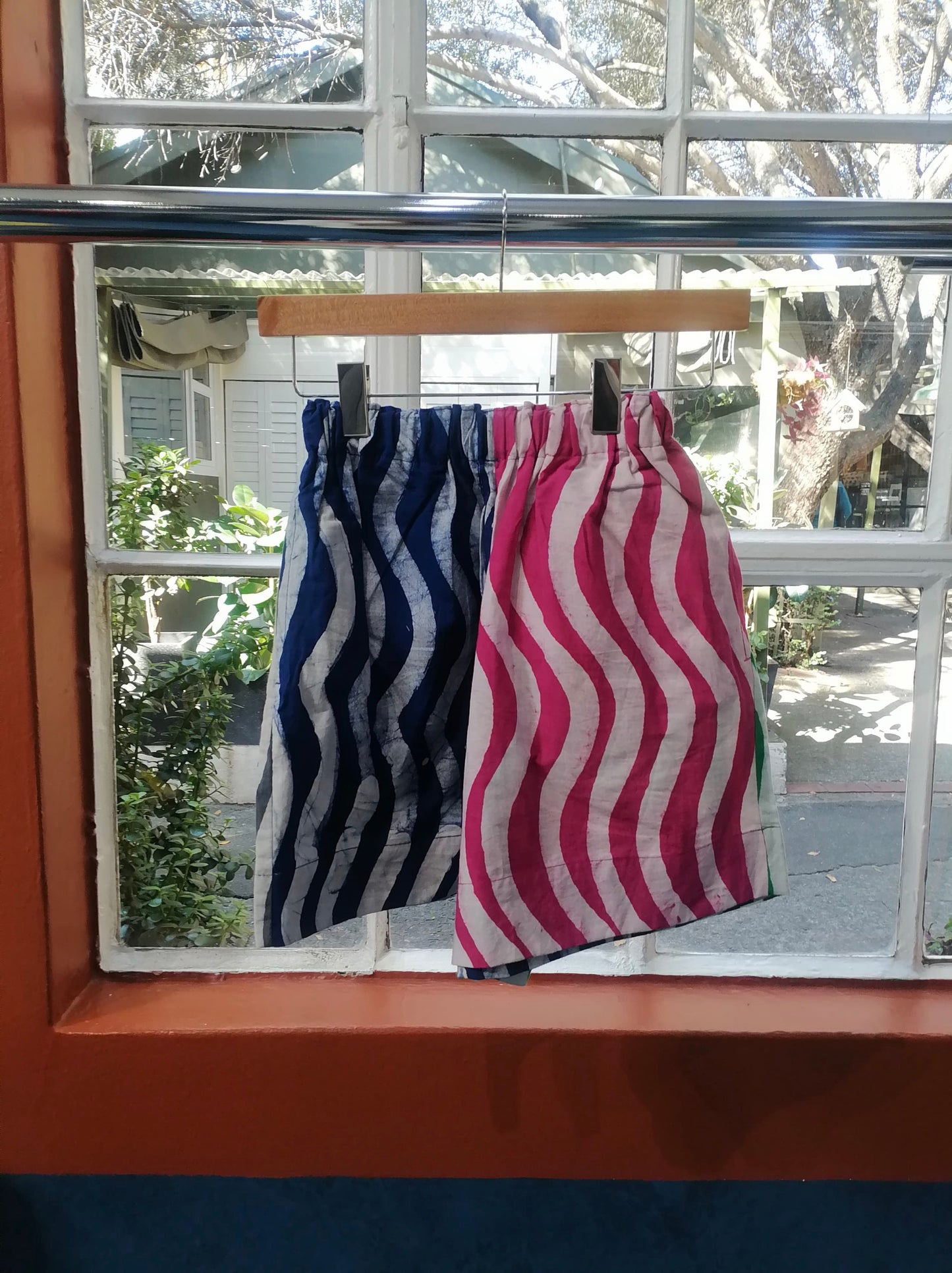 Pink And White Thick Line Multicolour Shorts