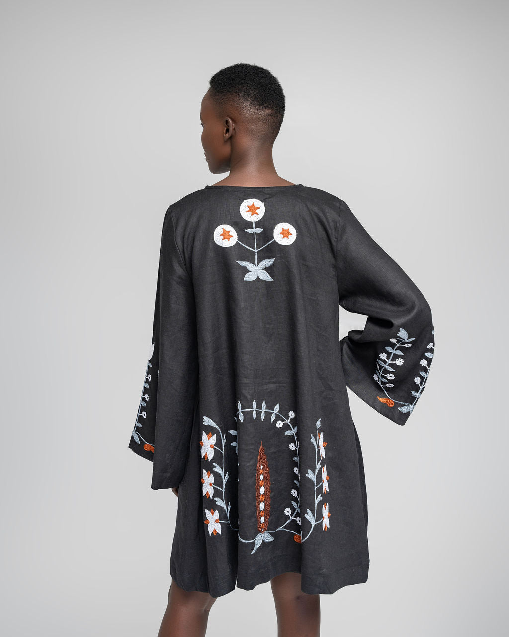 Loshoro Tunic - Black w / multi embroidery
