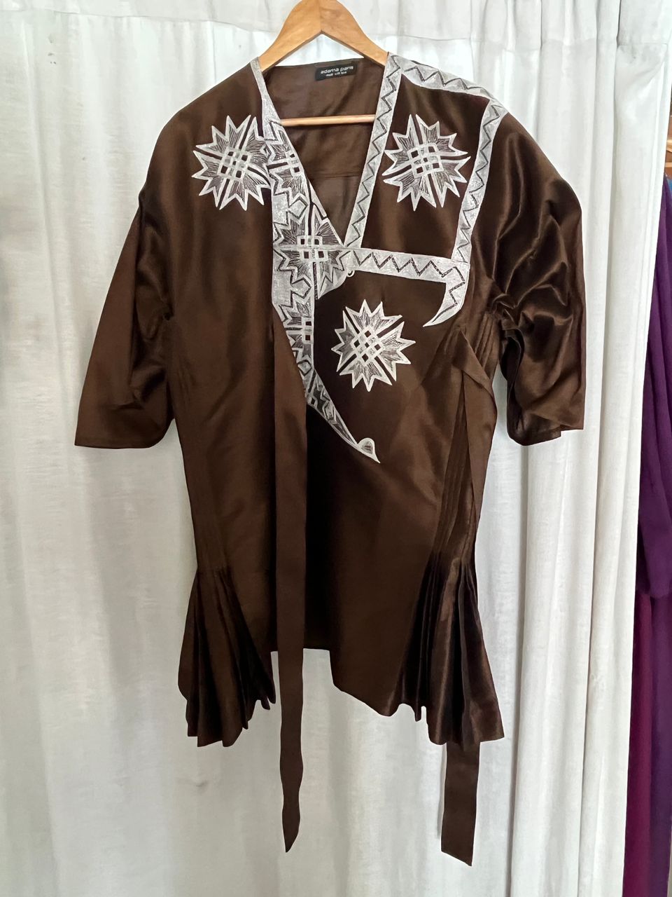 Robe Maina - Marron Broderie Grise