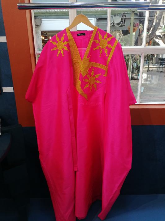 Bubu Dress Rose Fuchsia Broderie Dore