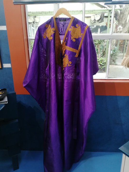 Bubu Dress Violet Broderie Orange Argente