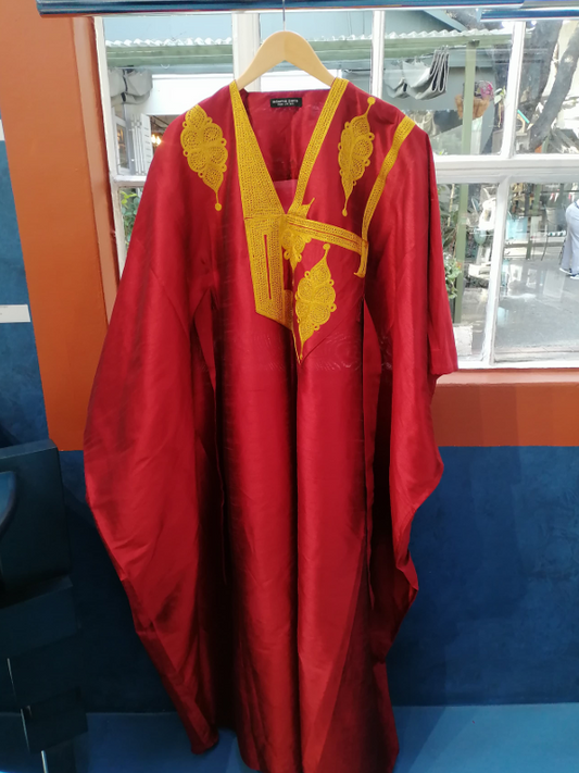 Bubu Dress Rouge Broderie Dore