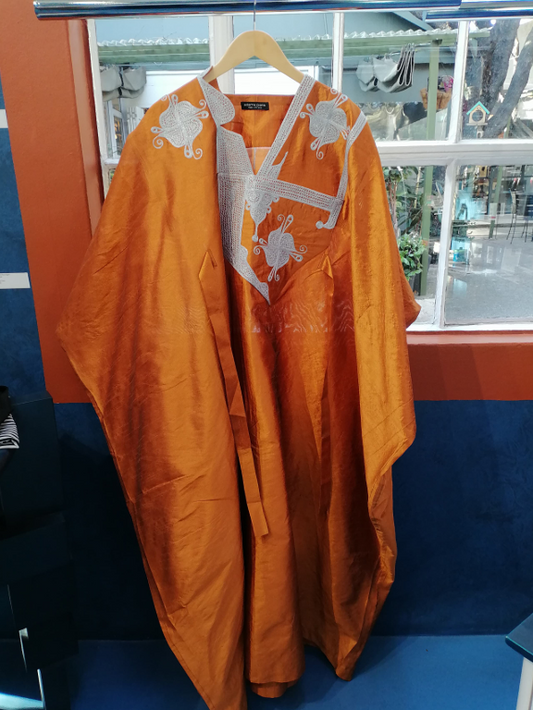 Bubu Dress Marron Broderie Argente