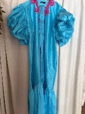 Bubu Dress Volant Bleu Ciel Broderie Rose