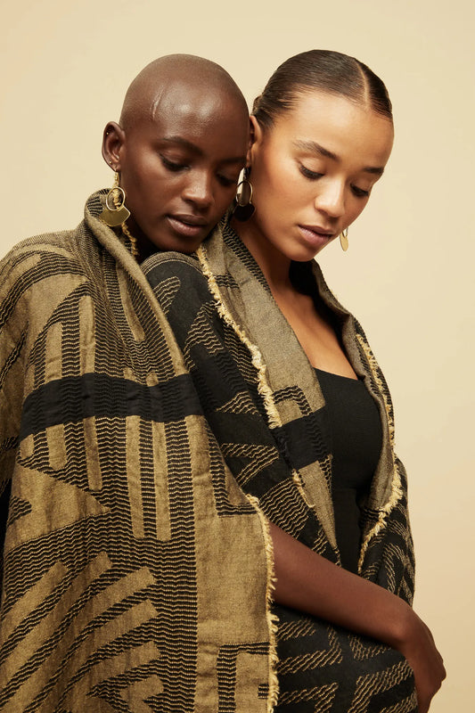 Halisi Shawl (Black and Gold)