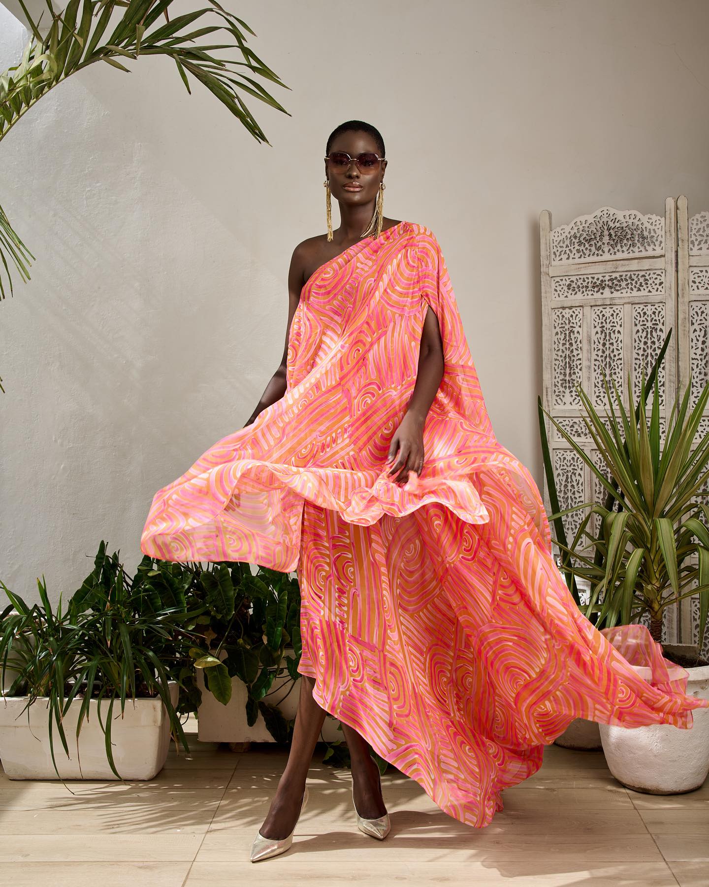 Pink and Orange Chiffon Dress