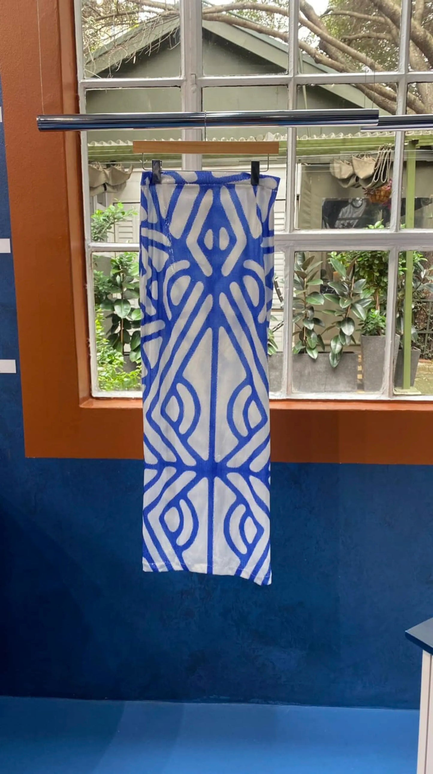 Blue and White Mykonos Sequin Skirt