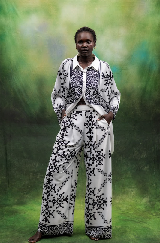 Black and White Pants and Shirt Set