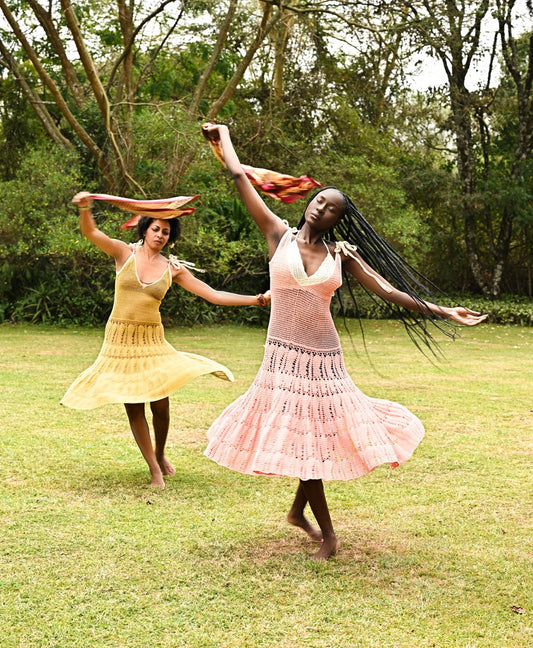 Ananasi Dress - Gold, Flamingo, Cream, Black