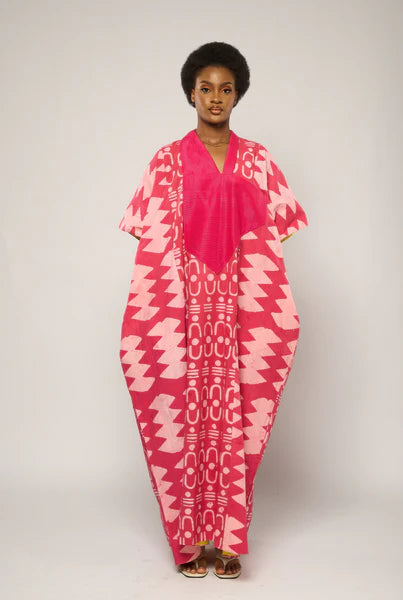 Pink Agbada With Pink Aso Oke