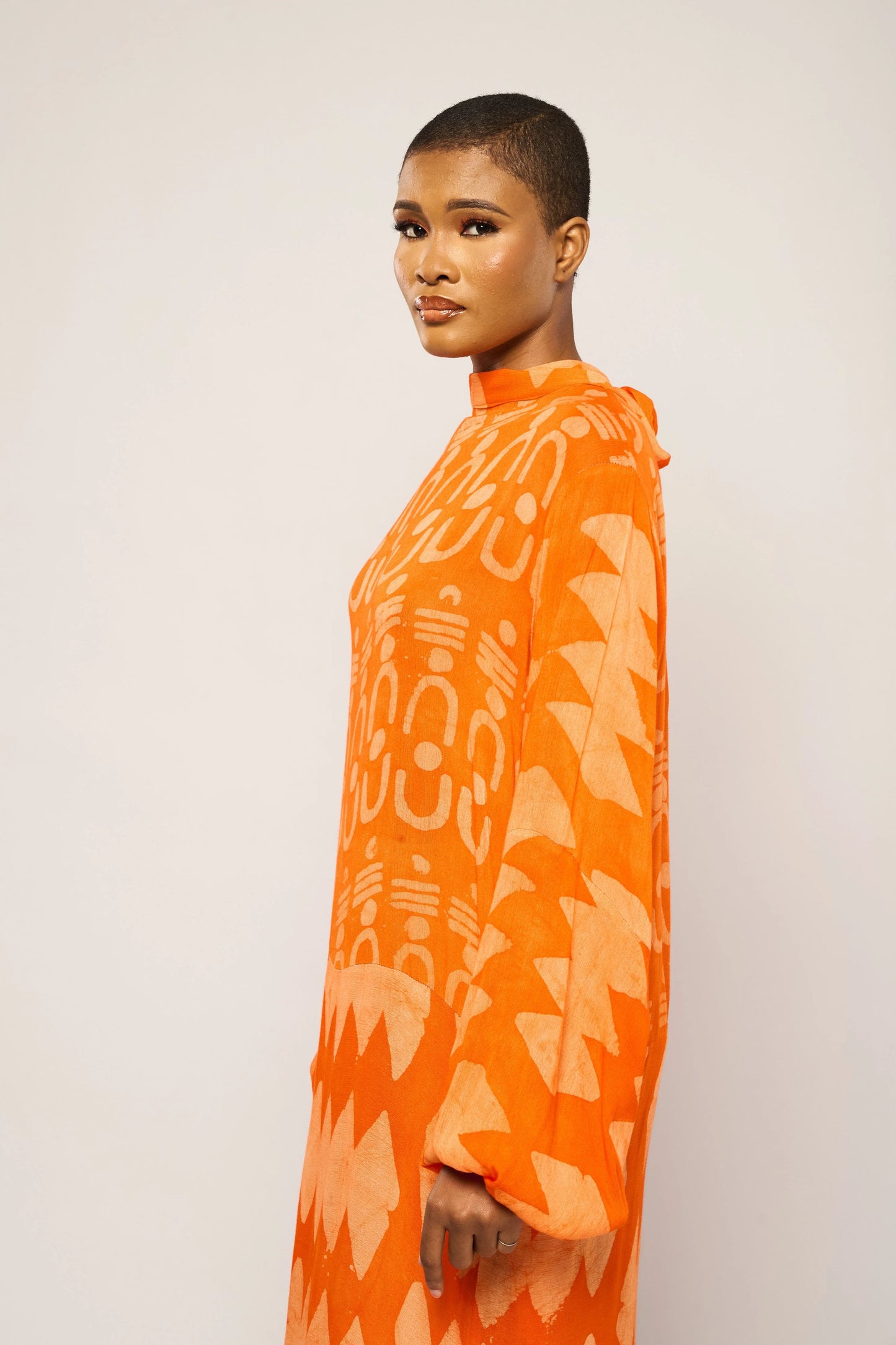 Orange Multiprint Slip Dress