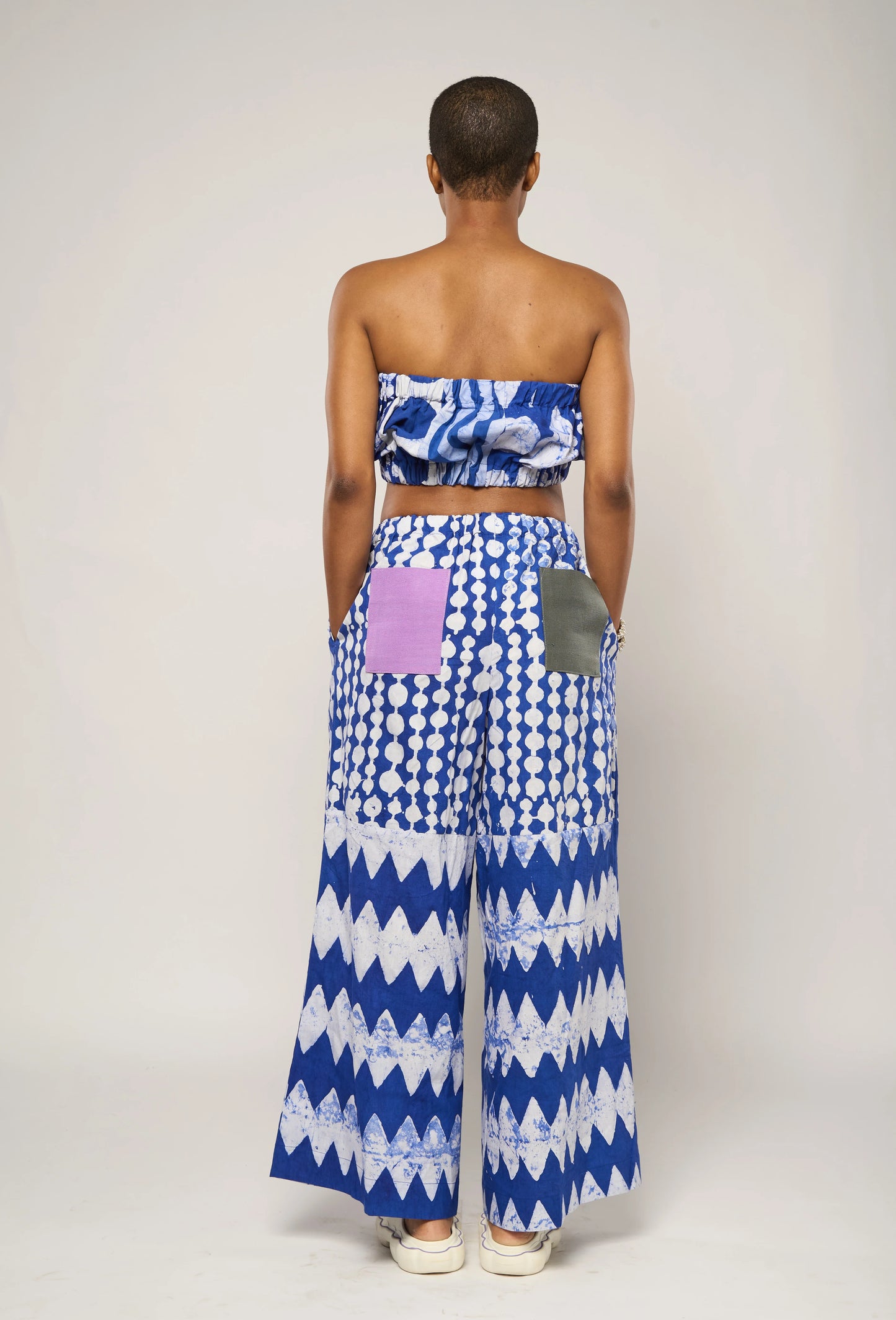 Blue And White Multi-Print Culottes