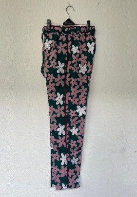Daisy Pink And Green Full Embroidery Lounge Trousers
