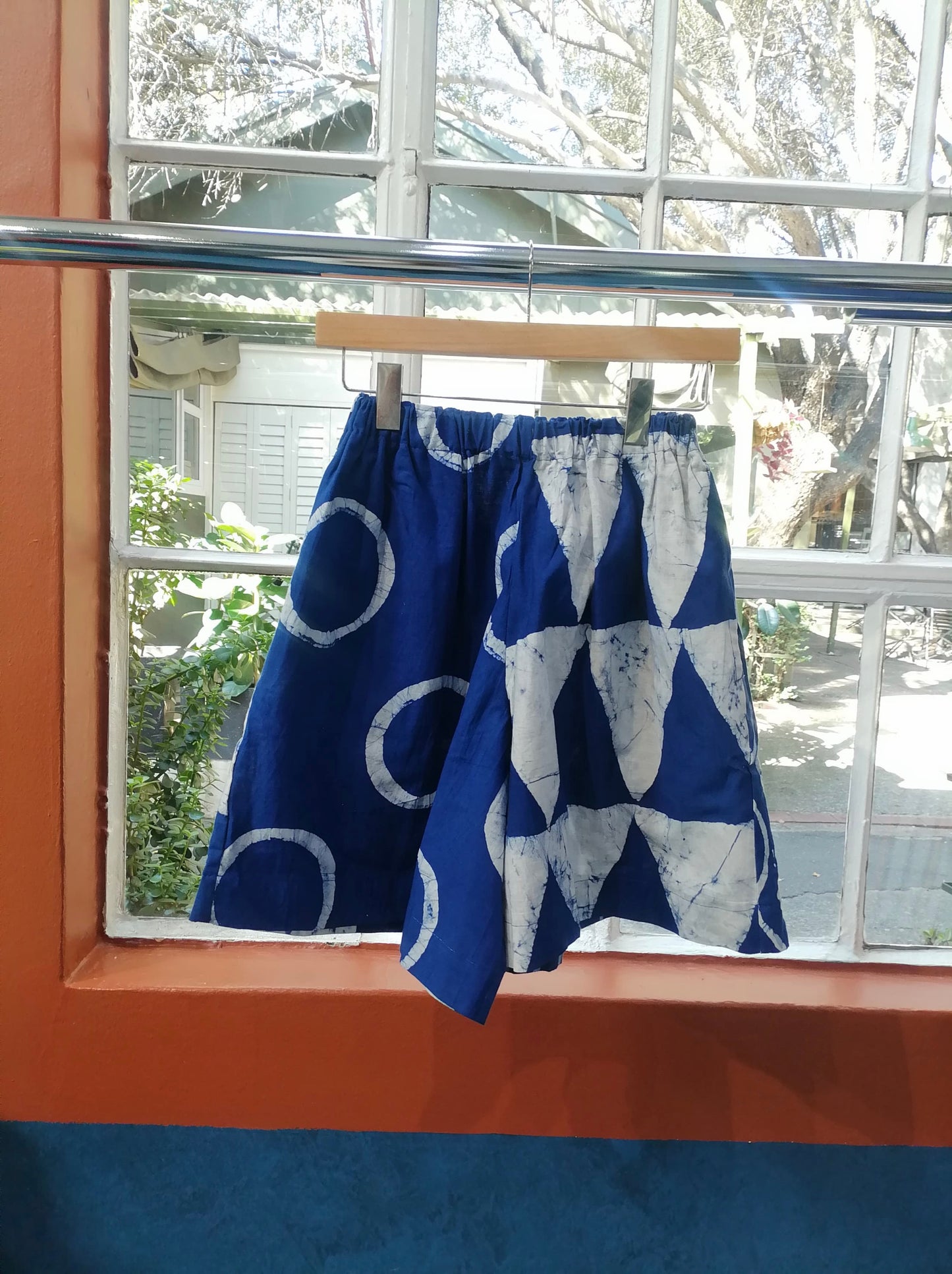 Blue And White Triangle Multiprint Shorts
