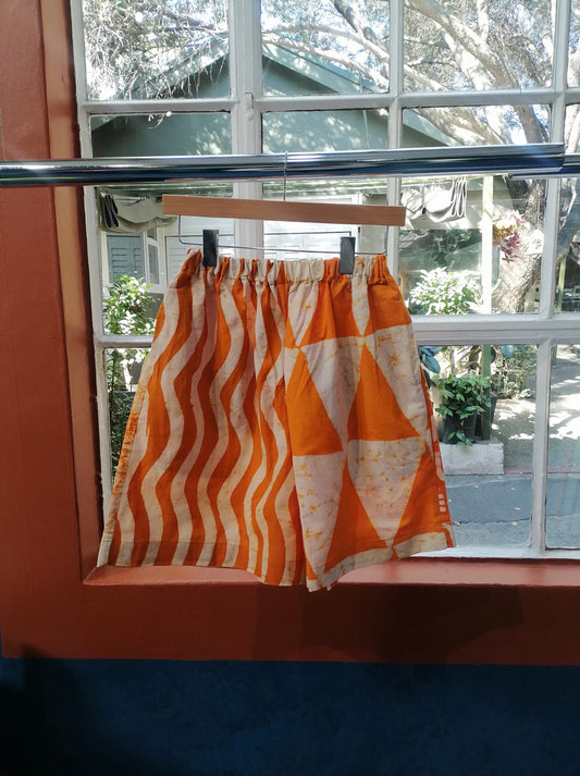 Golden Yellow And White Wave Multiprint Shorts