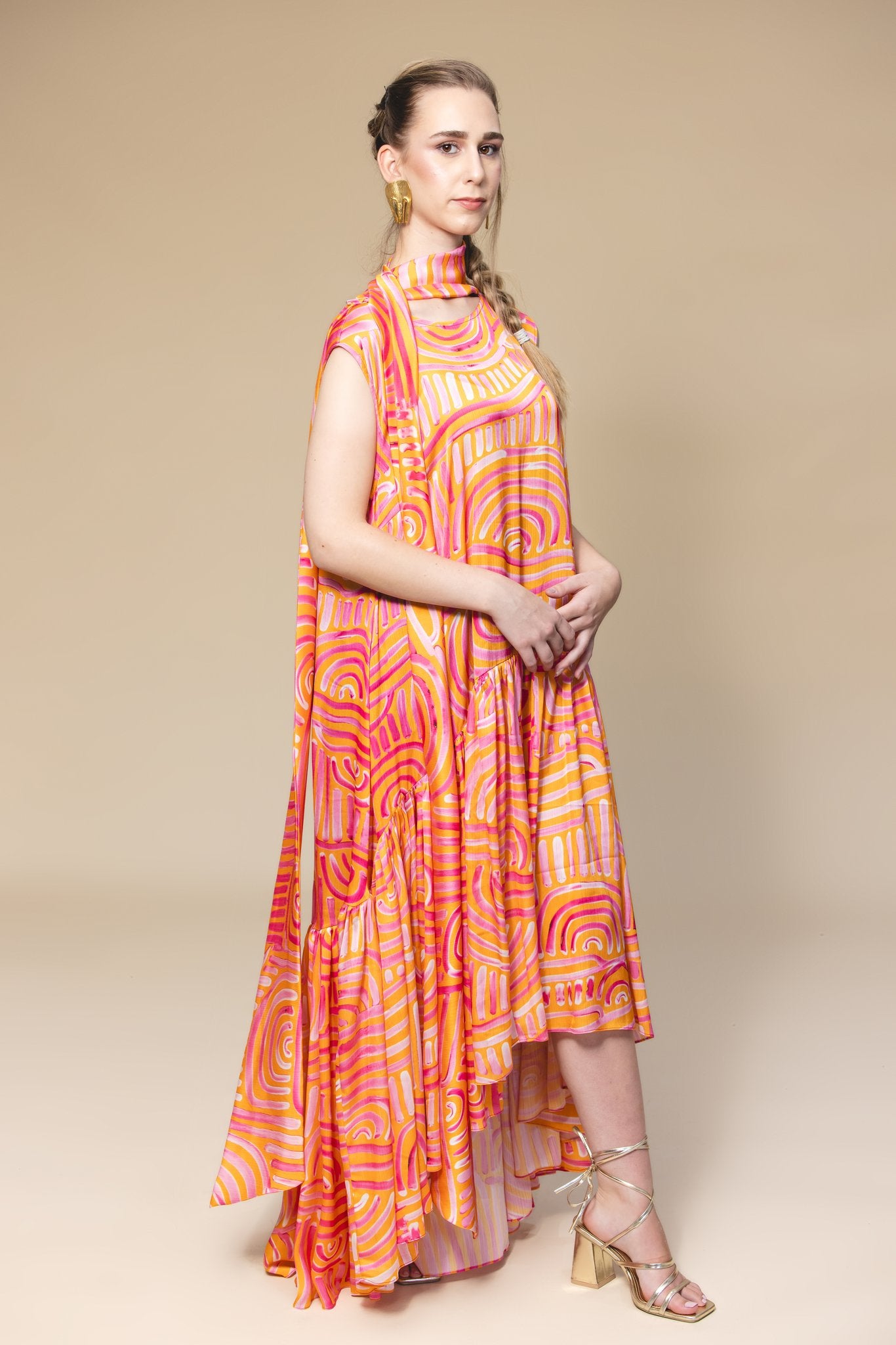 Orange Print Dress