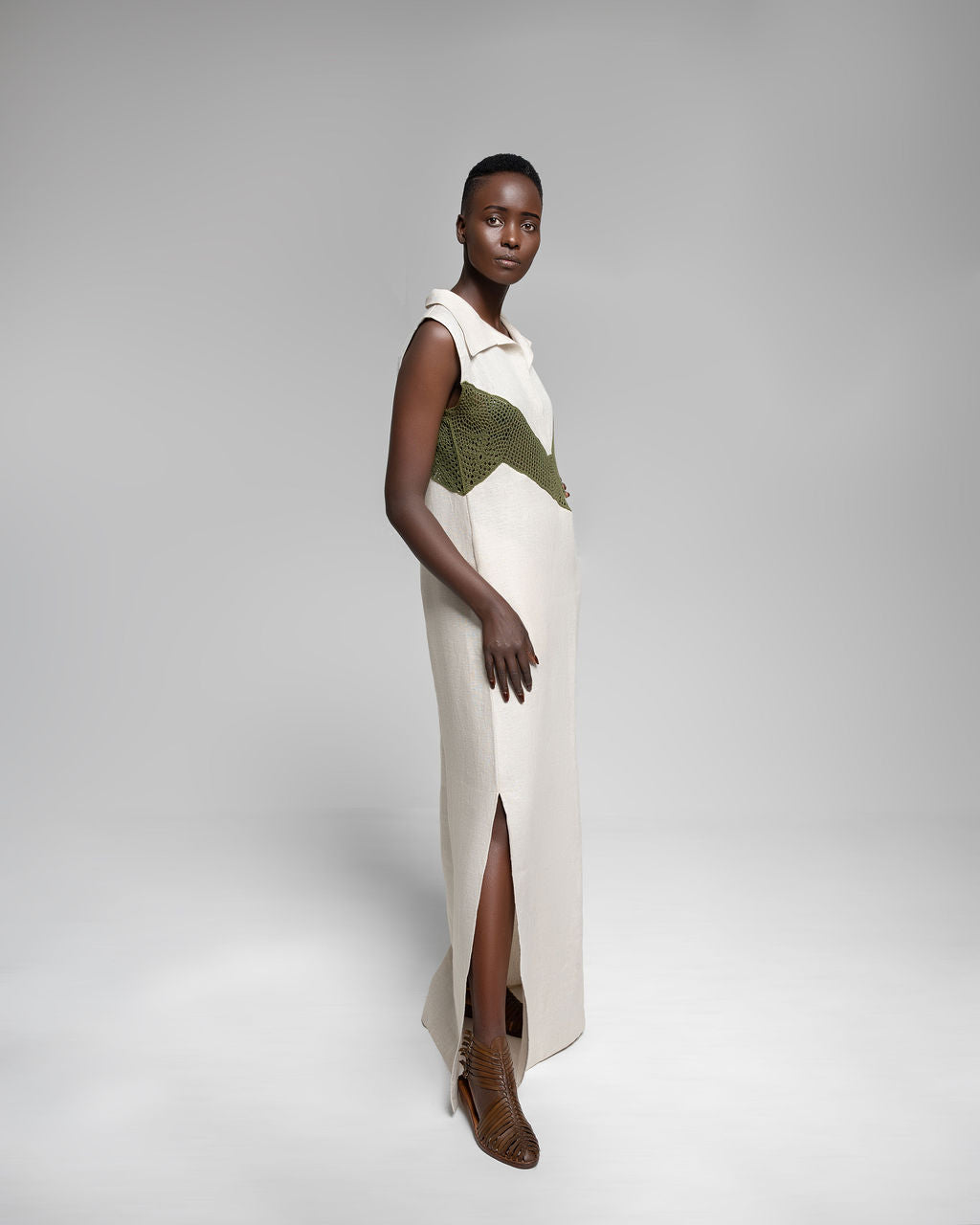 Mara Maxi - Oat with Jungle Green