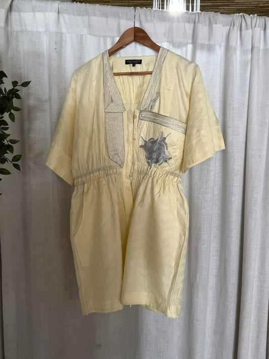 Combi Short Beige Broderie Argentée