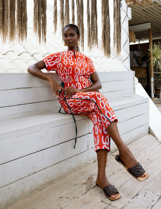 OH-OH Coral Jumpsuit