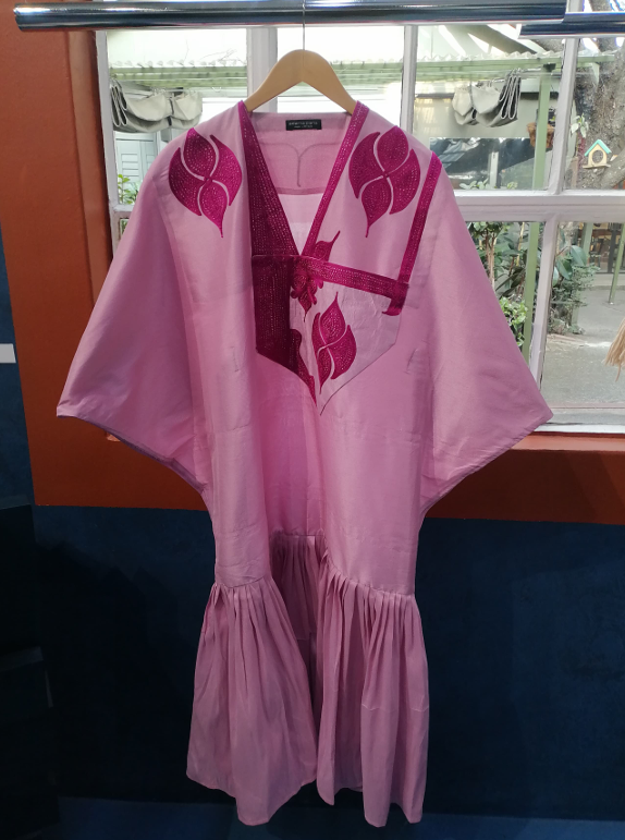 Bubu Dress Pascal Rose Clair Broderie Rose Fushia