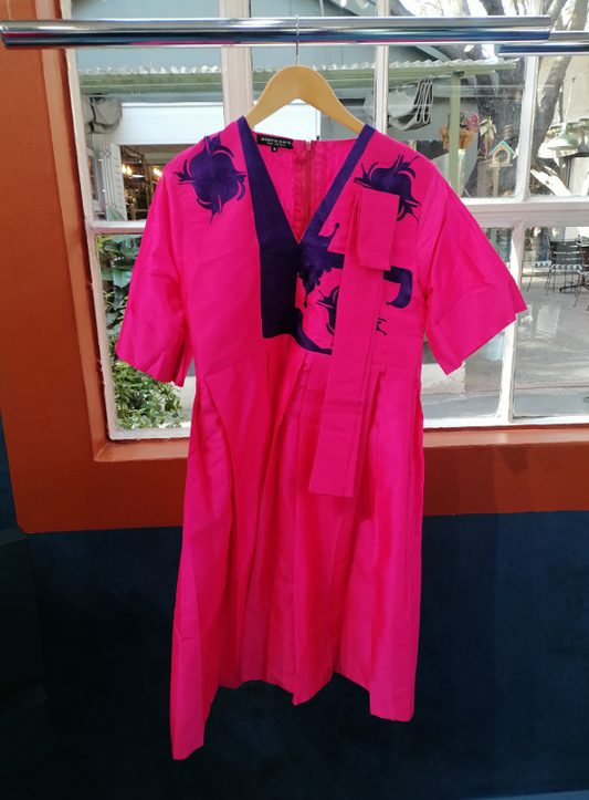 Robe Jackie Rose Fuchsia Broderie Violet